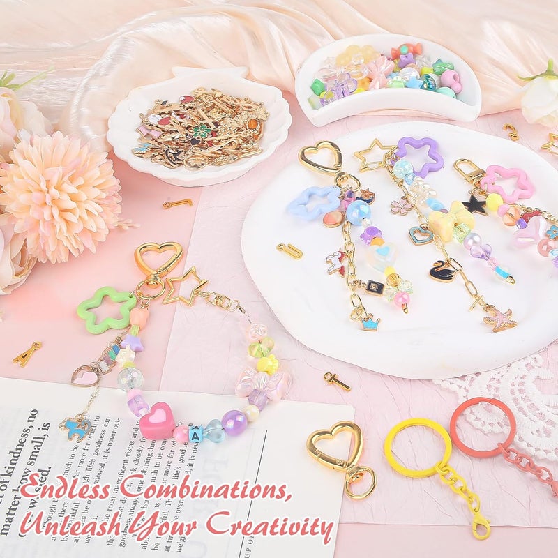Ecoofor Keychain Making Kit 354 Pcs — Bag Charm Kit with 136 Charms, 25 Extender Chains, 20 Keychain Clips, Beading Accessories ＆ Jewelry Pliers — DIY Crafting and Jewelry Making for Adults - Image 4